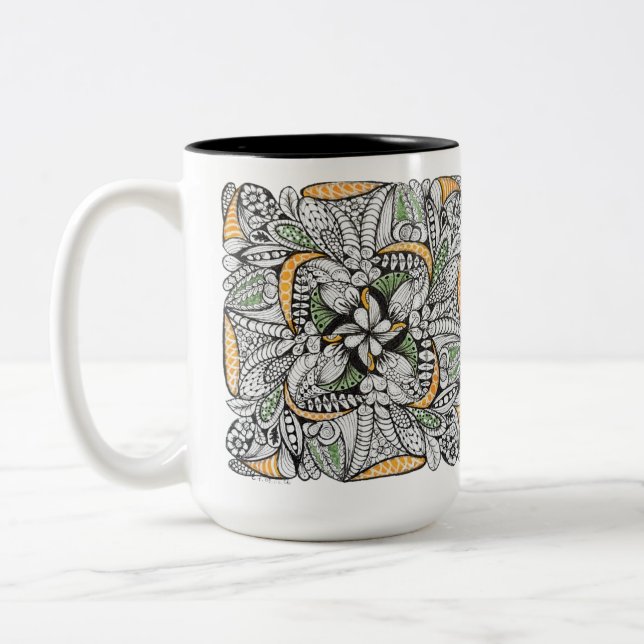 Anpassad monogram abstrakt klotter  Två-Tonad mugg (Vänster)