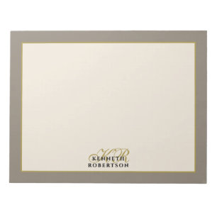 Anpassad monogram Beige Kräm Guld Minimalistisk Mä Anteckningsblock