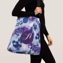 Anpassad monogram blå lila blommönster