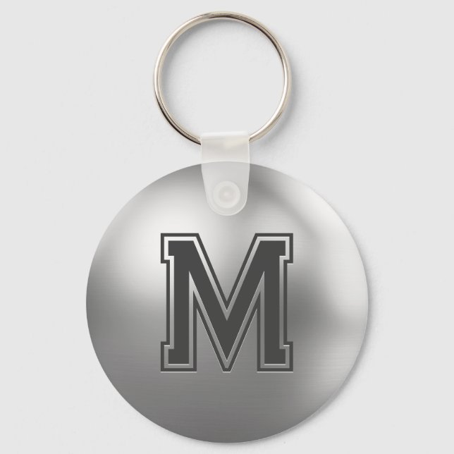 Anpassad monogram borstad metall cool nyckelring (Framsida)