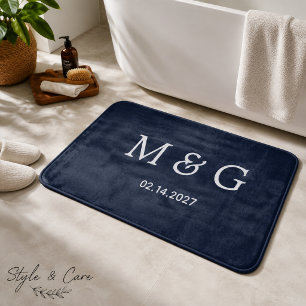 Anpassad Monogram Datum Marinblå Stilfull Badrumsmatta