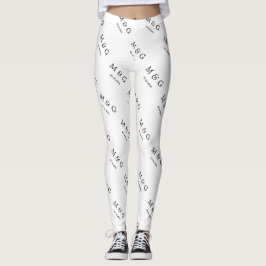 Anpassad Monogram Datum Mönster Stilren Vit Leggings