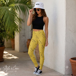 Anpassad Monogram Datum Mönster Stilrent Metallisk Leggings