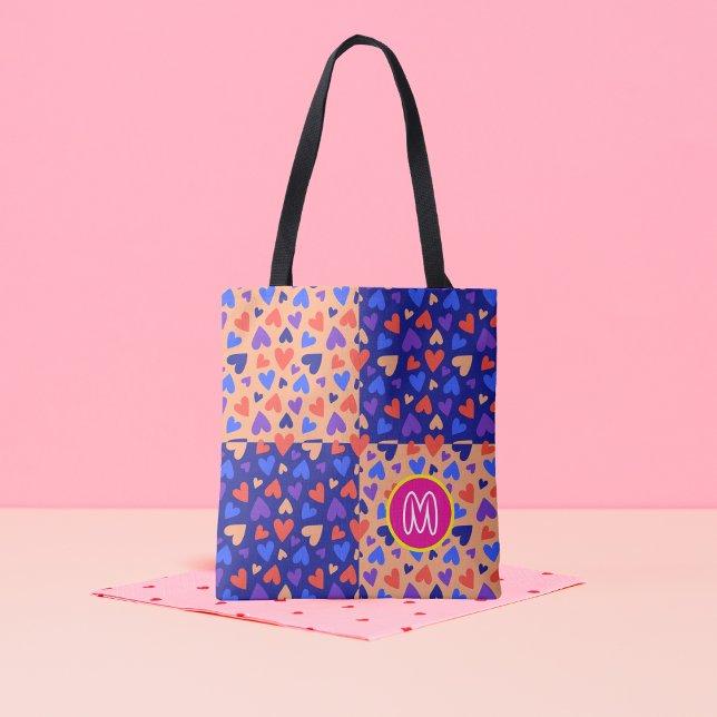 Anpassad Monogram Decora Kawaii Hjärtan Maximalist Tygkasse (Skapare uppladdad)