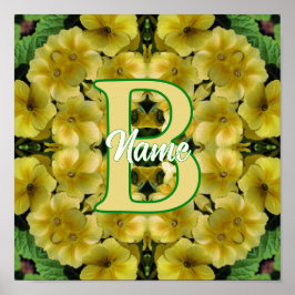 Anpassad Monogram Din Initial Gulsippa Blomma Kons Poster