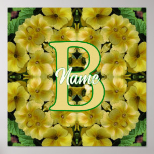 Anpassad Monogram Din Initial Gulsippa Blomma Kons Poster