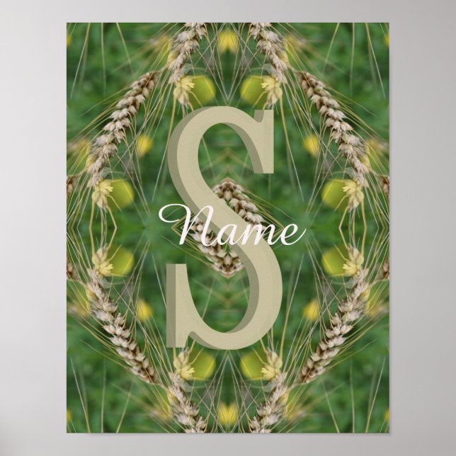 Anpassad Monogram Din Initial Namn Natur Poster (Framsidan)