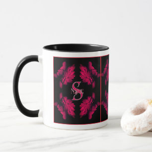 Anpassad Monogram Din Initial Namn Pion Floral Kon Mugg