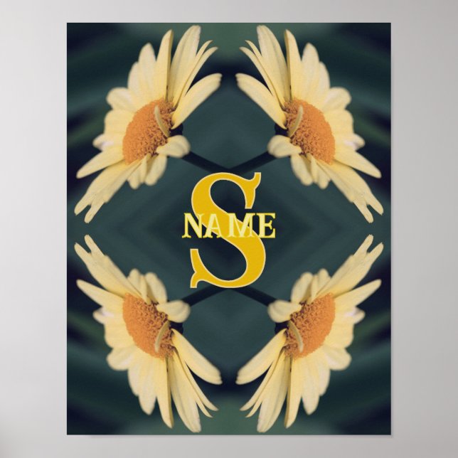 Anpassad Monogram Din Initial Namn Tusensköns Kons Poster (Framsidan)