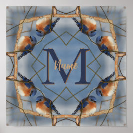 Anpassad Monogram Ditt Initial Blåfågel Natur Kons Poster