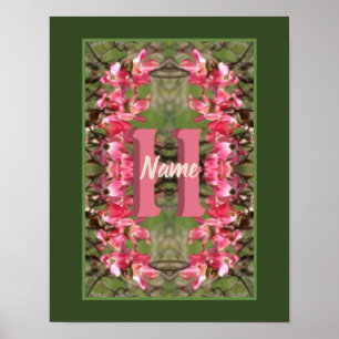 Anpassad Monogram Ditt Initial Namn Dogwood Konst Poster