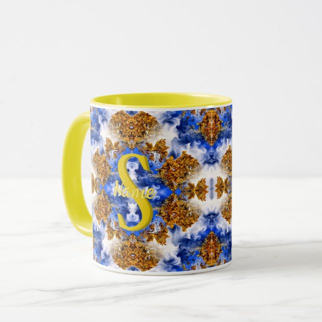 Anpassad Monogram Ditt Initial Namn Färgrik Konst Mugg (Framsida vänster)