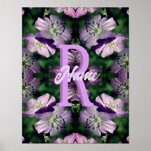 Anpassad Monogram Ditt Initial Namn Geranium Konst Poster