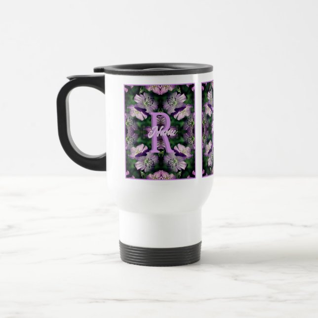 Anpassad Monogram Ditt Initial Namn Geranium Konst Resemugg (Vänster)