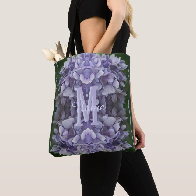 Anpassad Monogram Ditt Initial Namn Hortensia Blom Tygkasse (Närbild)