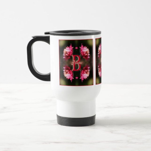 Anpassad Monogram Ditt Initial Namn Röd Blomma Resemugg (Vänster)