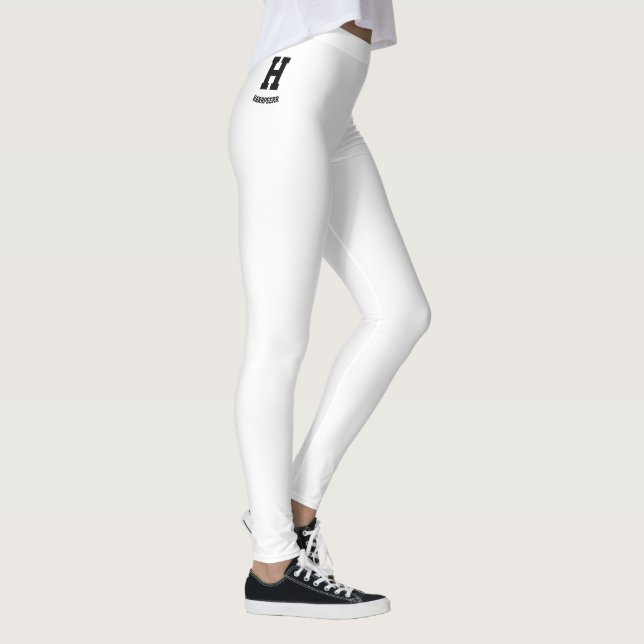 Anpassad Monogram Elegant Helg Semester Vit Leggings (Höger)