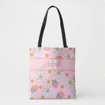 Anpassad monogram Elegant jordgubbs-daisy rosa