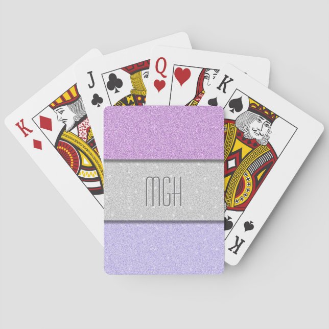 Anpassad monogram falskt glitter bling casinokort (Baksidan)