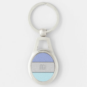 Anpassad monogram falskt glitter bling ovalt silverfärgad nyckelring