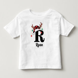 Anpassad monogram familj jul rutfältig tomteluva t shirt