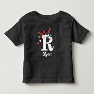 Anpassad monogram familj jul rutfältig tomteluva t shirt