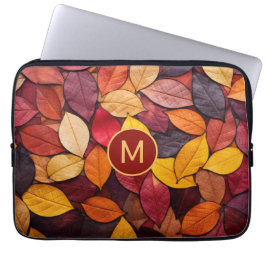 Anpassad monogram färgglada höstlöv laptop fodral