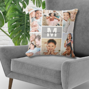 Anpassad monogram flerbilder collage familj kudde