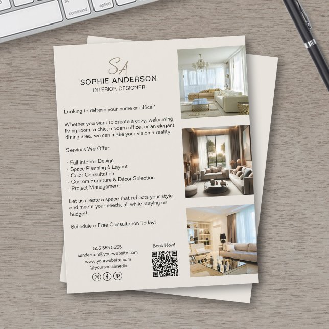 Anpassad monogram foto QR professionell verksamhet Reklamblad (Custom Monogram Photo QR Professional Business Flyer)