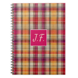 Anpassad monogram gingham stil mönster anteckningsbok