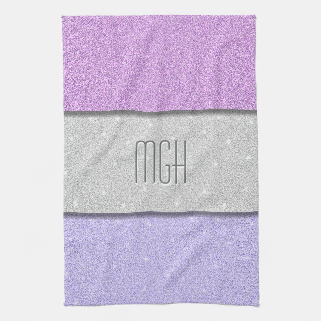 Anpassad monogram glitter glans kökshandduk (Vertikal)