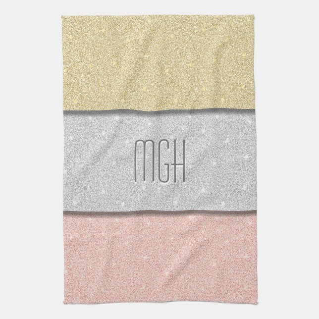 Anpassad monogram glittereffekt kökshandduk (Vertikal)