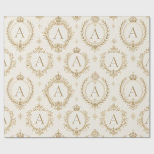 Anpassad monogram gul kunglig barock lyx presentpapper