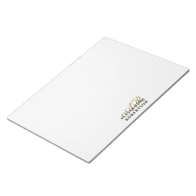 Anpassad monogram guld initialer vit minimalistisk anteckningsblock (Vinklad)