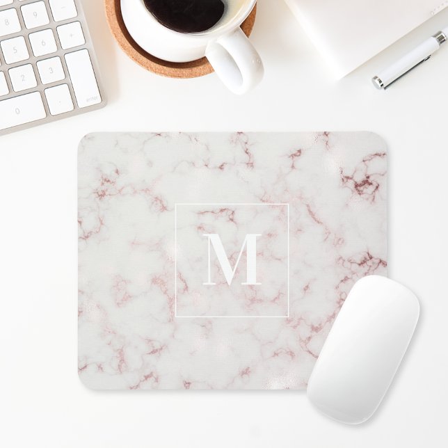 Anpassad monogram i roséguld marmor musmatta (Skapare uppladdad)