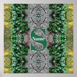 Anpassad monogram initial bokstav bladrika vinrank poster