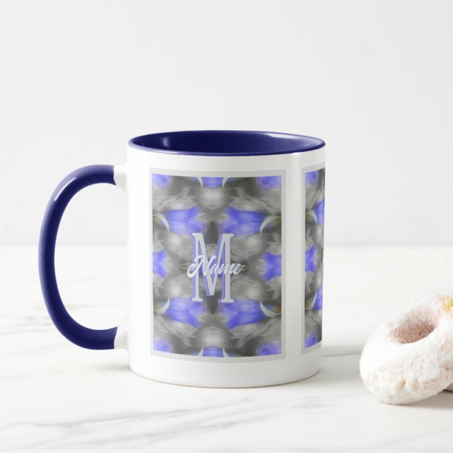 Anpassad monogram initial bokstav namn blomsterkon mugg (Med munk)