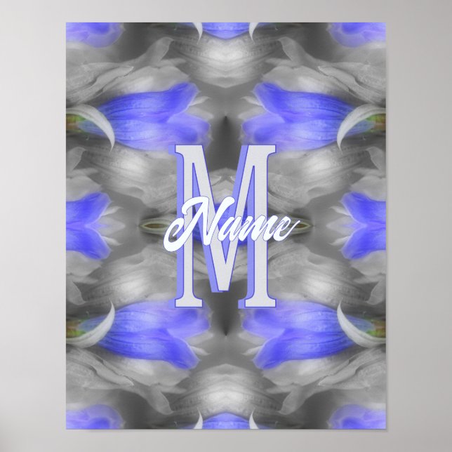 Anpassad monogram initial bokstav namn blomsterkon poster (Framsidan)