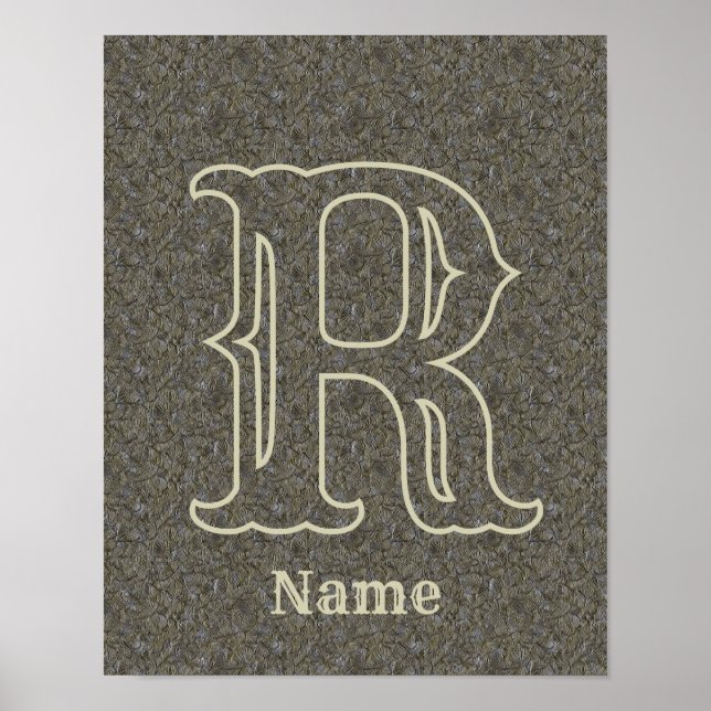 Anpassad monogram initial bokstav namn Brun blom Poster (Framsidan)