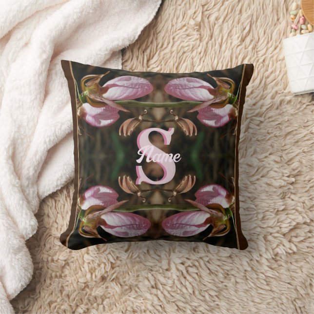 Anpassad monogram initial bokstav namn Damsko blom Kudde (Filt)