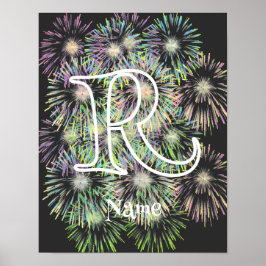 Anpassad monogram initial bokstav namn Färgglada f Poster
