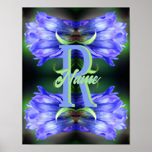 Anpassad monogram initial bokstav namn Gentian blo Poster
