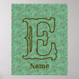 Anpassad monogram initial bokstav namn grön blomst poster