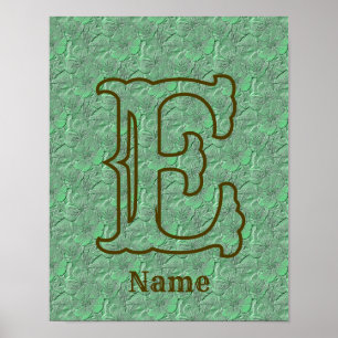 Anpassad monogram initial bokstav namn grön blomst poster