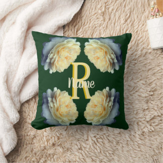Anpassad monogram initial bokstav namn gula rosor kudde