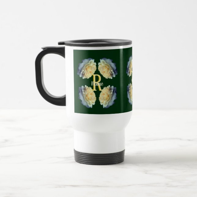 Anpassad monogram initial bokstav namn gula rosor resemugg (Vänster)