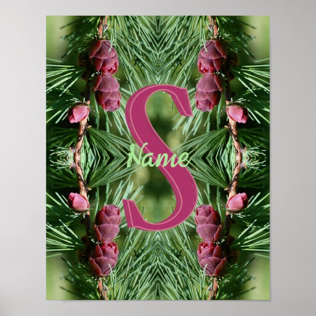 Anpassad monogram initial bokstav namn kottar natu poster (Framsidan)