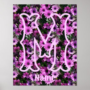 Anpassad monogram initial bokstav namn lila tusens poster