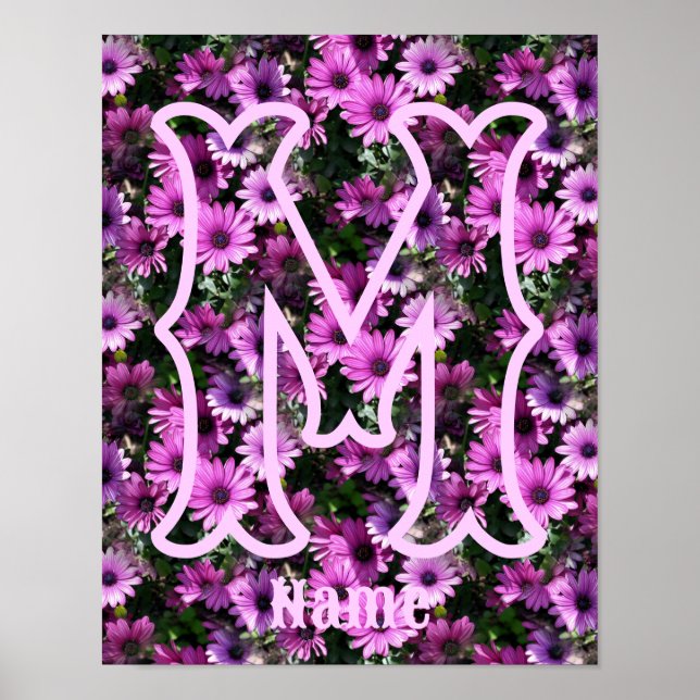 Anpassad monogram initial bokstav namn lila tusens poster (Framsidan)