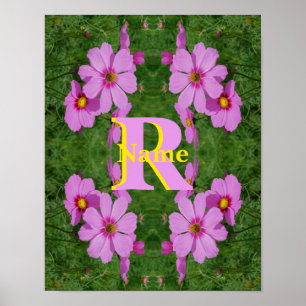Anpassad monogram initial bokstav namn Rosa Tusens Poster